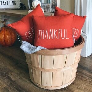 Rae Dunn Grateful Thankful Blessed Orange Pillows